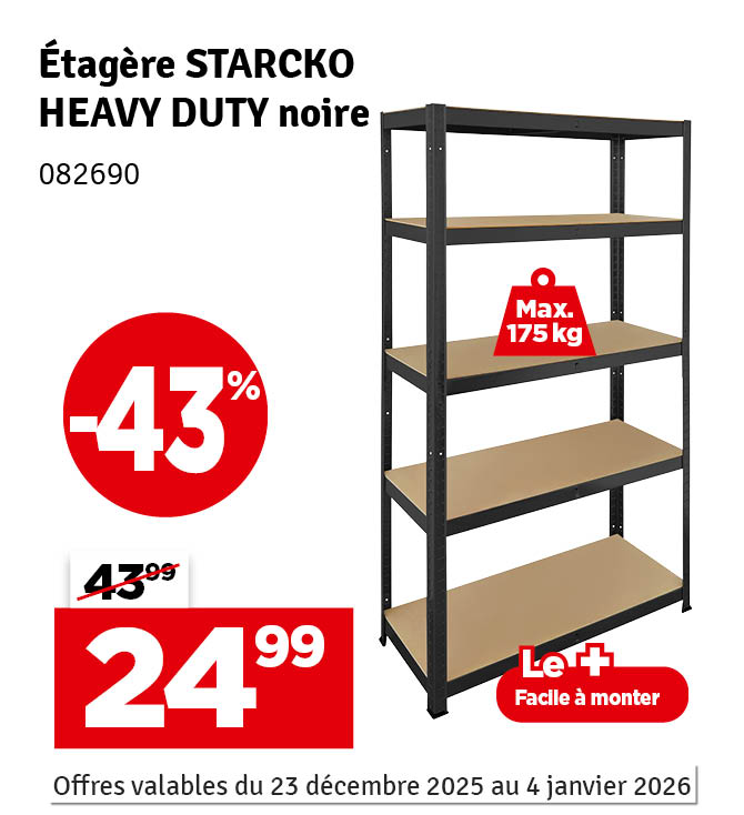 Etagère de rangement Heavy Duty noire 180 x 90 x 40 cm PRACTO HOME